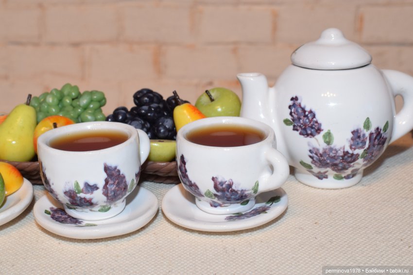 "Цветущая сирень" посуда в масштабе 1 к 4