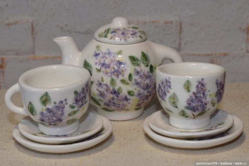 "Цветущая сирень" посуда в масштабе 1 к 4 (фото 4)