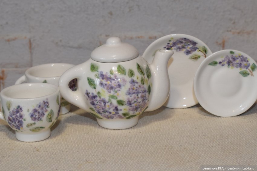 "Цветущая сирень" посуда в масштабе 1 к 4 (фото 5)