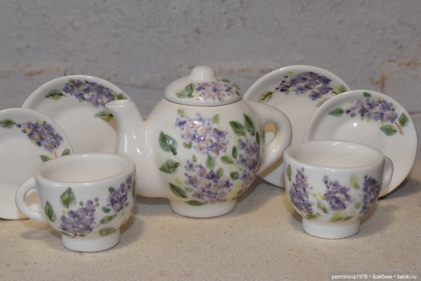 "Цветущая сирень" посуда в масштабе 1 к 4 (фото 2)