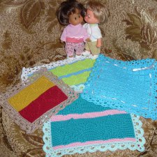 Красивые пледы-одеяльца ручной работы для кукол