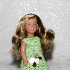 Авторское вязаное платье для кукол American Girl mini 16 см "Лето"