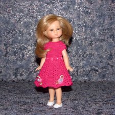 Вязаное платье на кукол Паола Рейна мини - 21 см (Paola Reina mini - 21 cm)