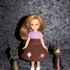 Вязаное платье на кукол Паола Рейна мини - 21 см (Paola Reina mini - 21 cm)