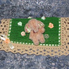 Авторский вязаный плед для куклы или медведя