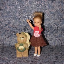 Авторское вязаное платье на кукол Паола Рейна мини - 21 см (Paola Reina mini - 21 cm)