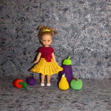 Авторское вязаное платье на кукол Паола Рейна мини - 21 см (Paola Reina mini - 21 cm)