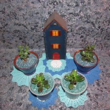 "ПИОН" - набор из 5 вязаных салфеток