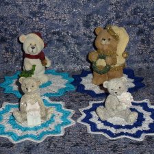 "К Новому Году" - набор из 5 вязаных салфеток