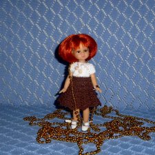 Авторское вязаное платье на кукол Паола Рейна мини - 21 см (Paola Reina mini - 21 cm)