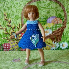 Авторское вязаное платье на кукол Хейди Плюсчок 22 см ( Heidi Plusczok 22 см )