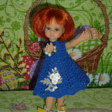 Авторское вязаное платье на кукол Паола Рейна мини - 21 см (Paola Reina mini - 21 cm)