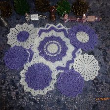 Аксессуары для кукольных домиков, фото сессий - "СИРЕНЬКА" большой набор вязаных салфеток