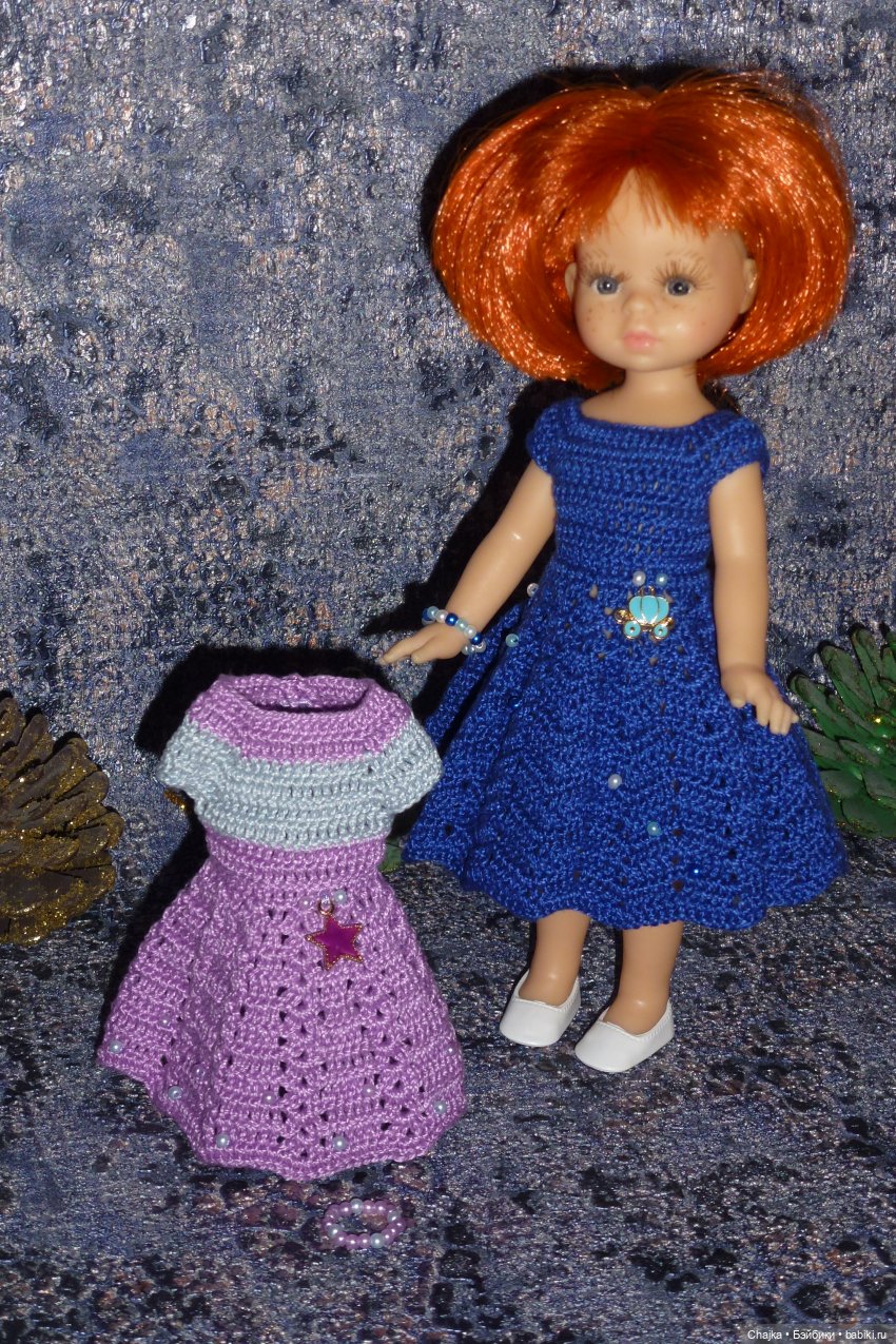 Авторское вязаное платье на кукол Паола Рейна мини 21 см «12-е Свидание»