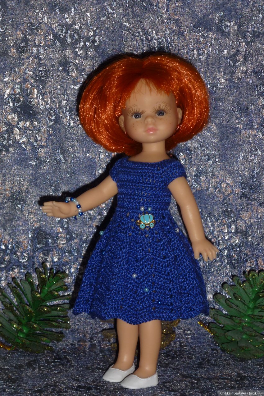 Авторское вязаное платье на кукол Паола Рейна мини 21 см «12-е Свидание» (фото 5)