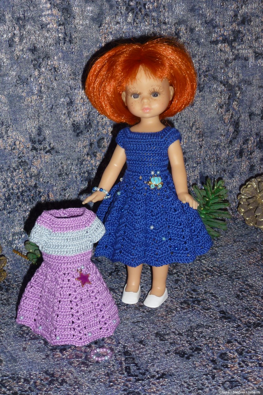 Авторское вязаное платье на кукол Паола Рейна мини 21 см «12-е Свидание»
