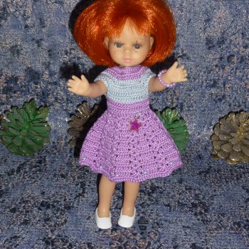 Авторское вязаное платье на кукол Паола Рейна мини 21 см «Звезда Любви»