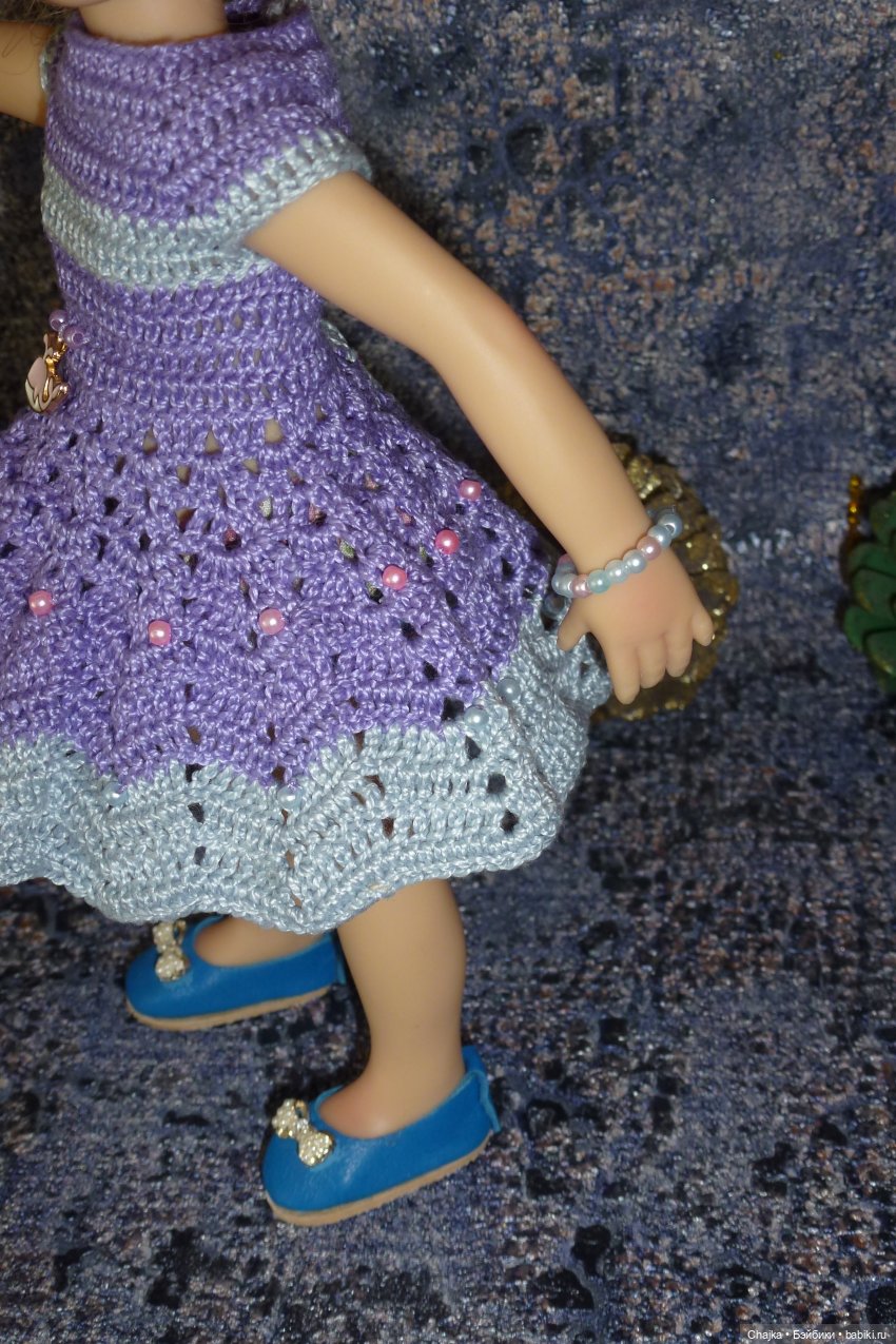 Вязаное платье «Розовый кит» на кукол Хейди Плюсчок 22 см ( Heidi Plusczok 22 см ) (фото 7)