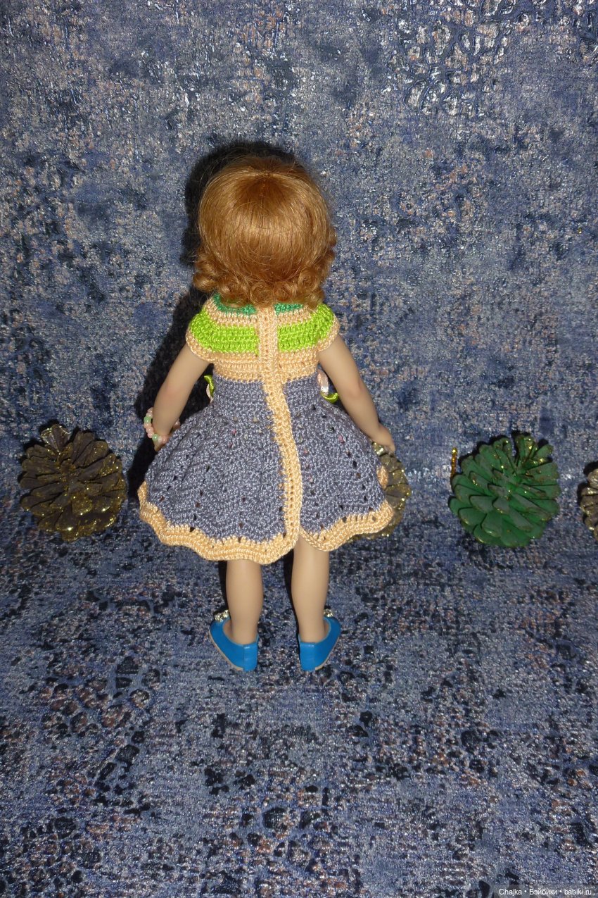 Вязаное платье «Персиковый Звон» на кукол Хейди Плюсчок 22 см ( Heidi Plusczok 22 см )