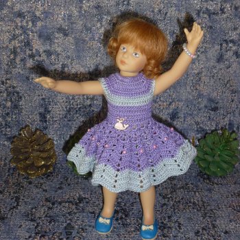 Вязаное платье «Розовый кит» на кукол Хейди Плюсчок 22 см ( Heidi Plusczok 22 см )