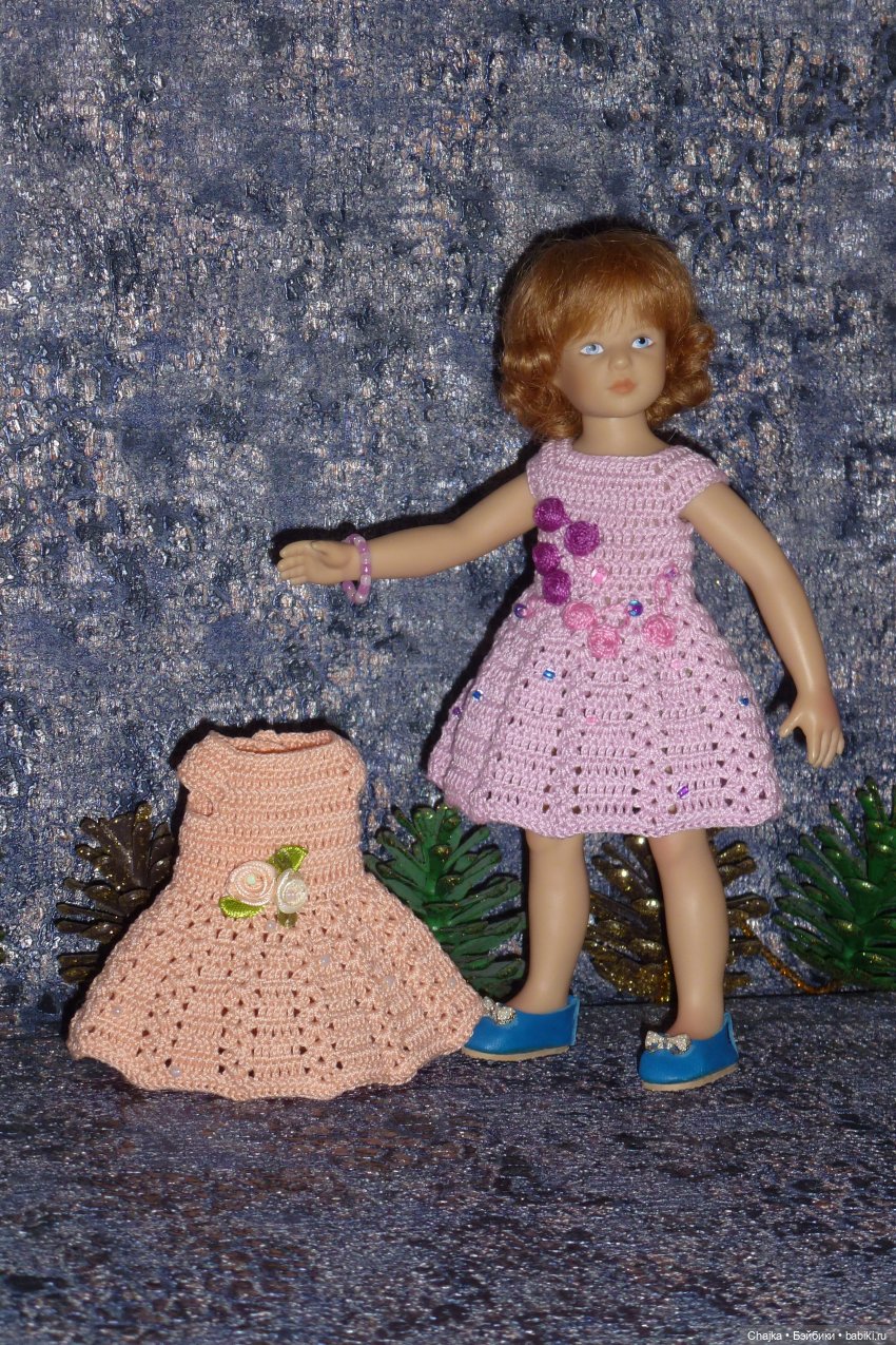 Вязаное платье «Розы» на кукол Хейди Плюсчок 22 см ( Heidi Plusczok 22 см ) (фото 6)