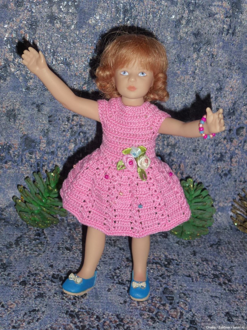 Вязаное платье «Любовь Моя» на кукол Хейди Плюсчок 22 см ( Heidi Plusczok 22 см )
