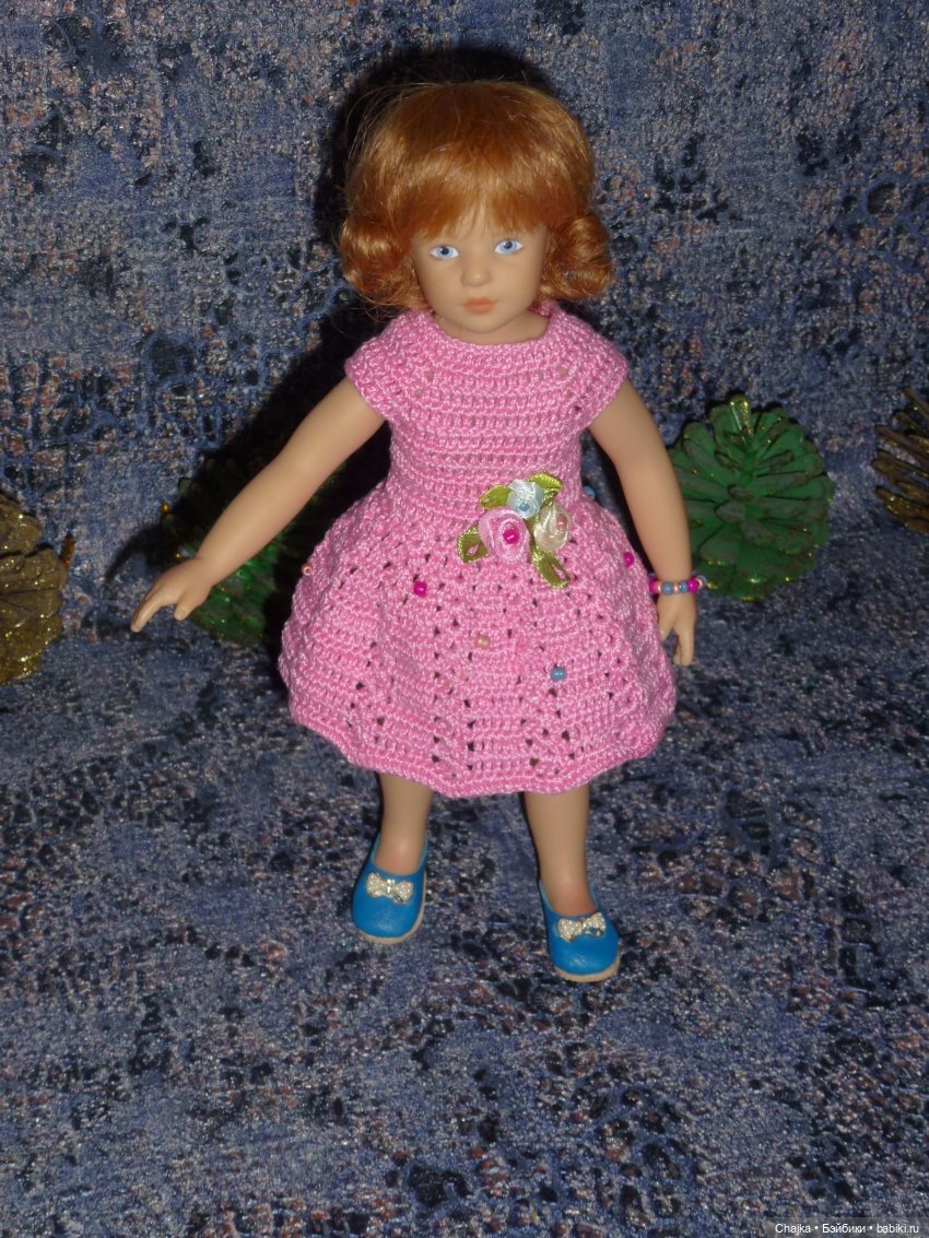 Вязаное платье «Любовь Моя» на кукол Хейди Плюсчок 22 см ( Heidi Plusczok 22 см ) (фото 3)