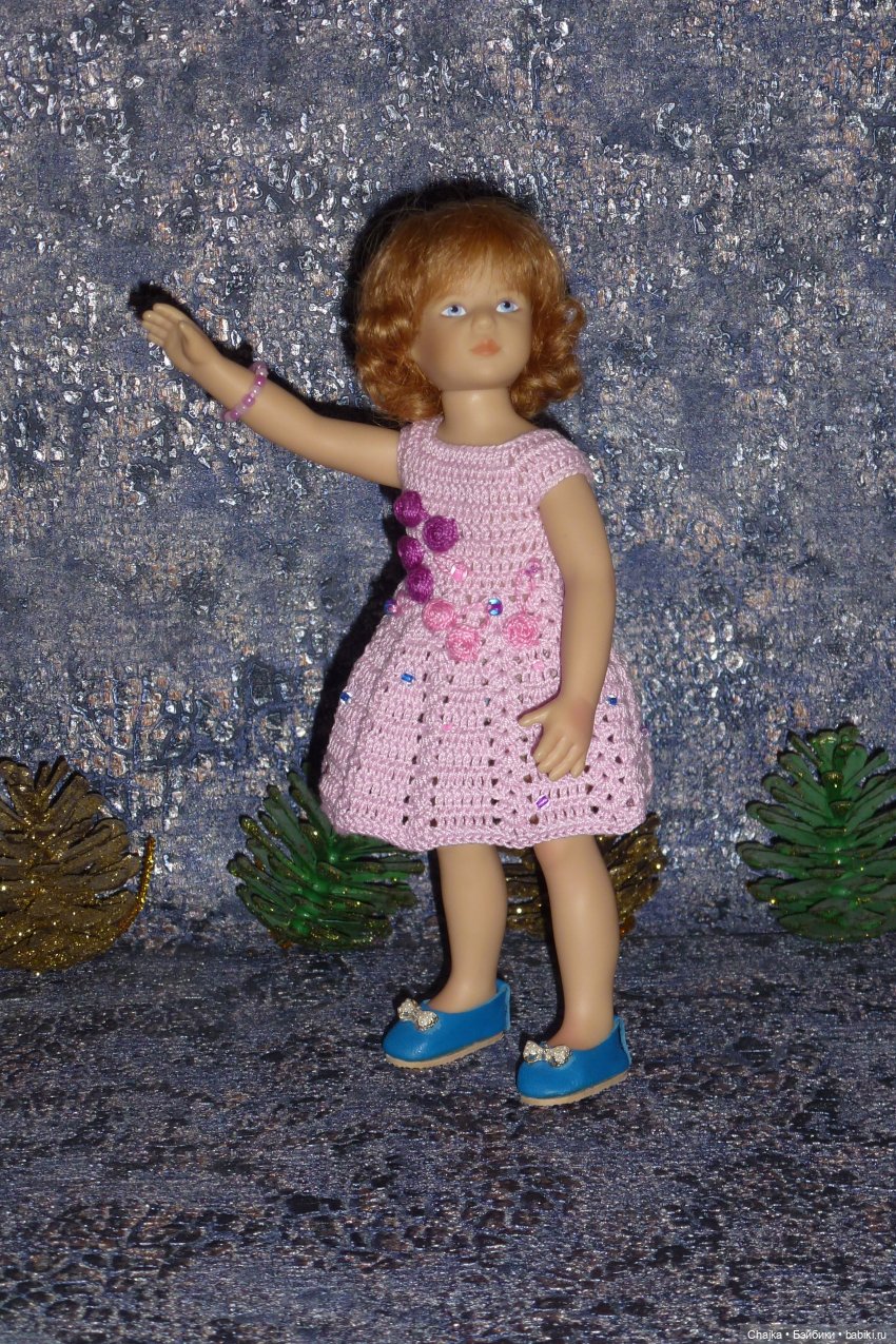 Вязаное платье «Розы» на кукол Хейди Плюсчок 22 см ( Heidi Plusczok 22 см ) (фото 8)