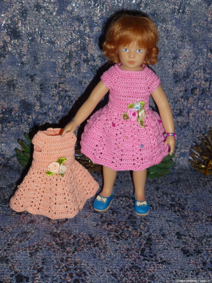 Вязаное платье «Любовь Моя» на кукол Хейди Плюсчок 22 см ( Heidi Plusczok 22 см ) (фото 7)
