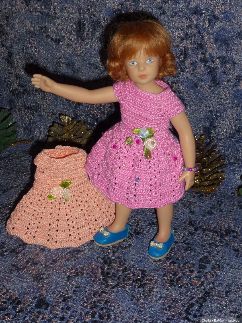 Вязаное платье «Любовь Моя» на кукол Хейди Плюсчок 22 см ( Heidi Plusczok 22 см ) (фото 6)