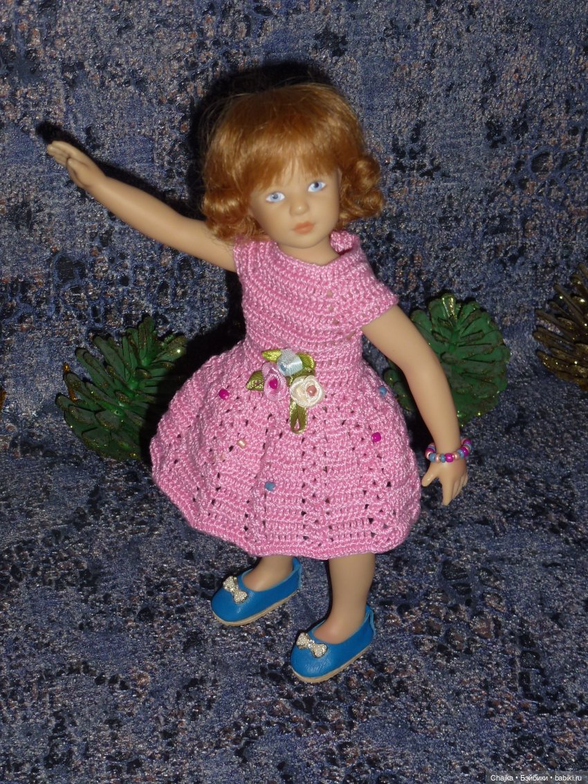 Вязаное платье «Любовь Моя» на кукол Хейди Плюсчок 22 см ( Heidi Plusczok 22 см ) (фото 2)