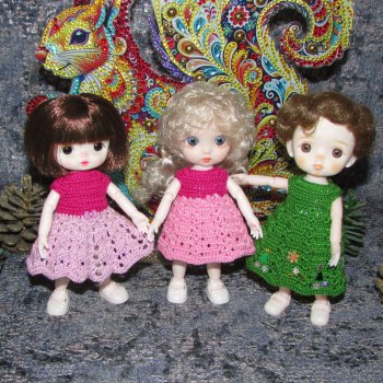 Вязаные наряды на шарнирных кукол 16 см (bjd 16 sm). Предновогодний показ "Рождественская Сказка для кукол".