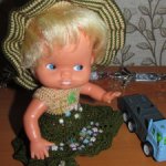 Авторский вязаный наряд\комплект с шляпой "Цветочная Фея-2" на кукол ГДР Кисс Ми \ Kiss Me