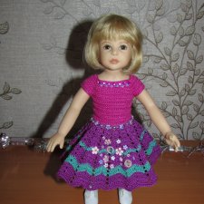 Авторское вязаное платье на кукол Хейди Плюсчок 26 см - Heidi Plusczok 26 см