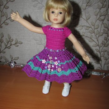 Авторское вязаное платье на кукол Хейди Плюсчок 26 см - Heidi Plusczok 26 см