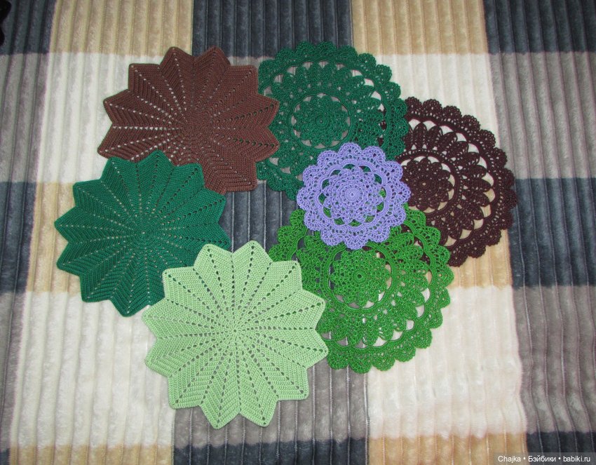 Ажурные вязаные салфетки крючком "Фэнтези 🍊". Салфетки на заказ