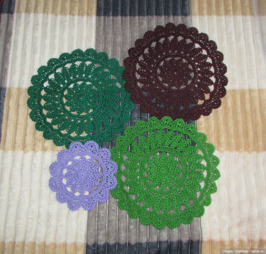 Ажурные вязаные салфетки крючком "Фэнтези 🍊". Салфетки на заказ