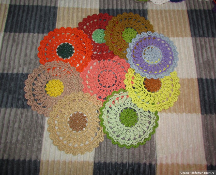 Ажурное вязание. Вязаные салфетки крючком "Радужный фейерверк🎆🎇"