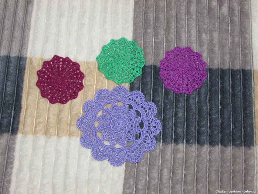 Ажурные вязаные салфетки крючком "Фэнтези 🍊". Салфетки на заказ (фото 7)