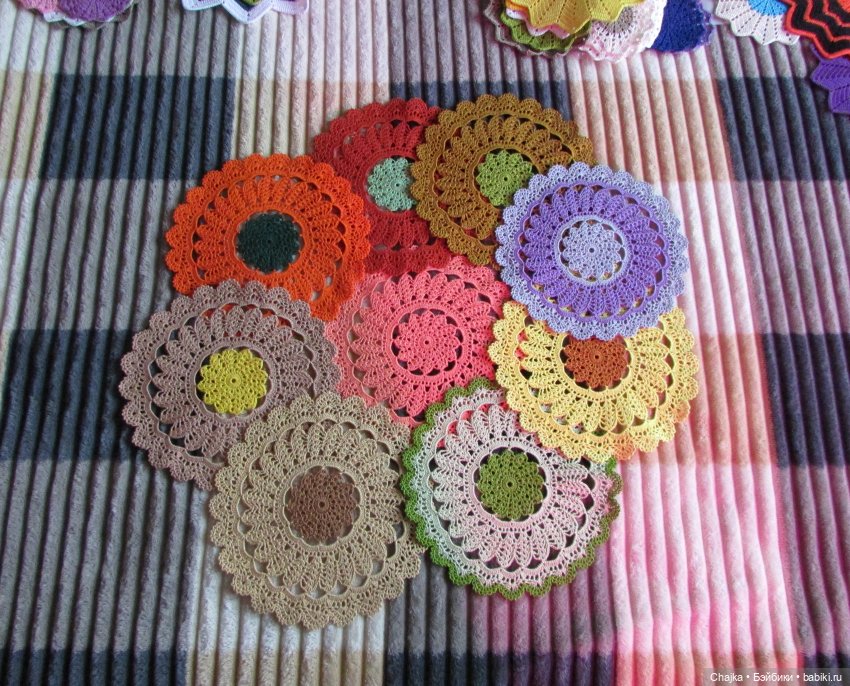 Ажурное вязание. Вязаные салфетки крючком "Радужный фейерверк🎆🎇"