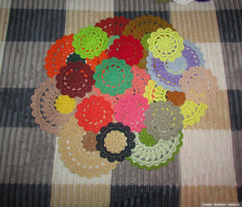 Ажурное вязание. Вязаные салфетки крючком "Радужный фейерверк🎆🎇"