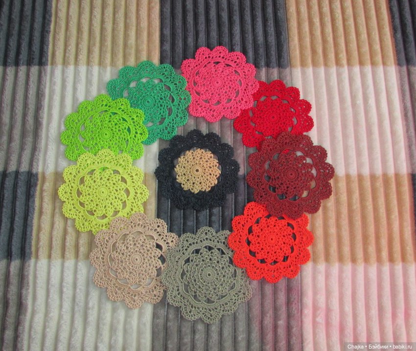 Ажурное вязание. Вязаные салфетки крючком "Радужный фейерверк🎆🎇"