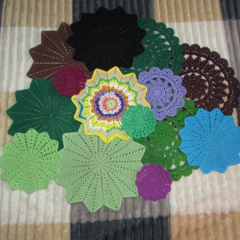 Ажурные вязаные салфетки крючком "Фэнтези 🍊". Салфетки на заказ.