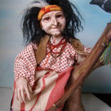 Игрушка ручной работы Баба Яга из серии Лес на ладошке