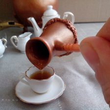 Набор для варки кофе на песке в будуар куклы. Своими руками. Масштаб 1:4