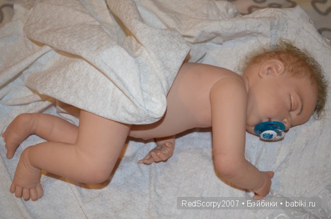Силикон-виниловый малыш реборн - сплюшка, молд Шейлы Майкл (фото 4)
