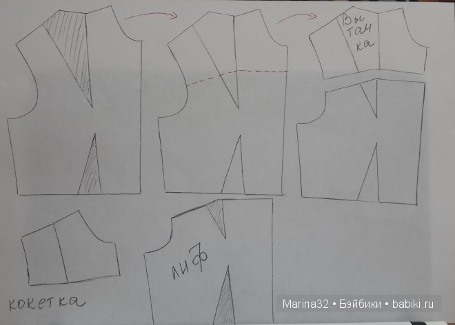 Варианты перевода нагрудной выточки. Моделирование одежды для кукол