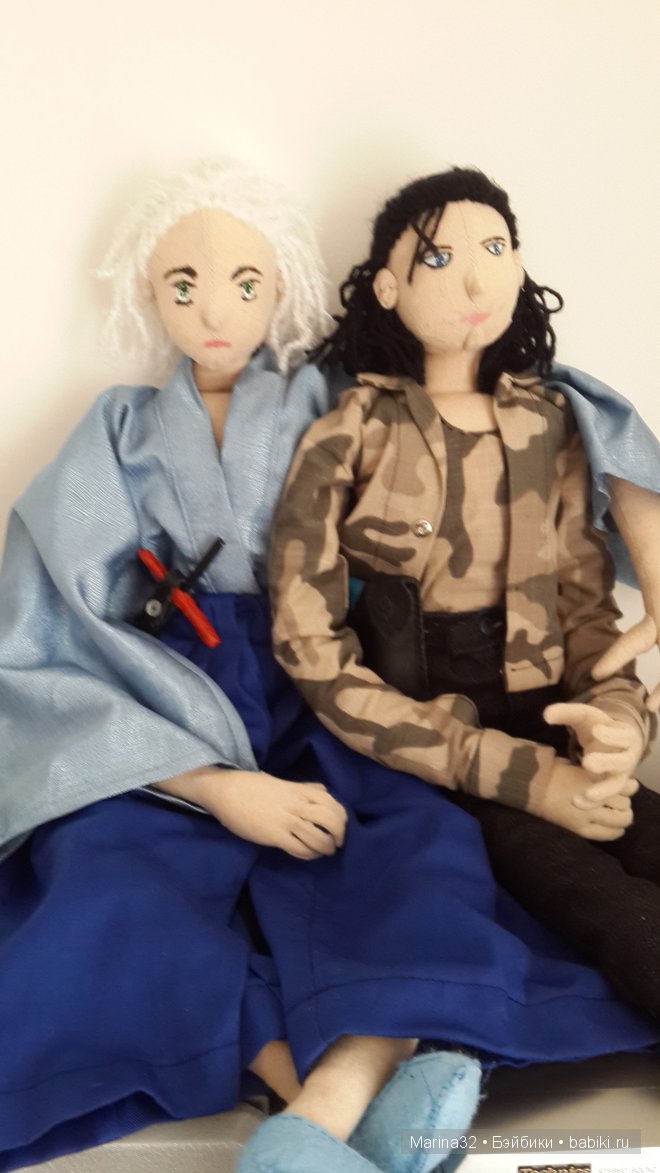 Два воина моего сына, авторские текстильные куклы