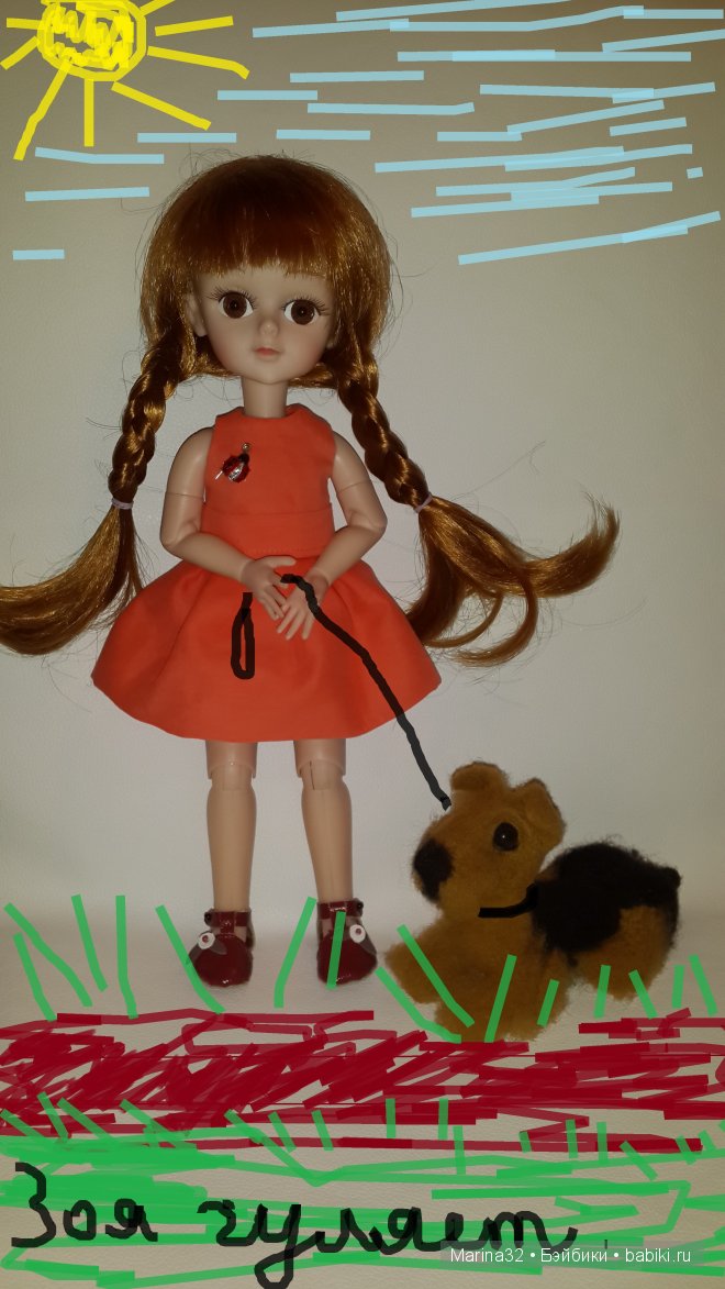 Прогулка Зои с любимым питомцем. Кукла Зведа подиума