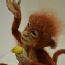 Обезьяна. Игрушка в технике сухое валяние